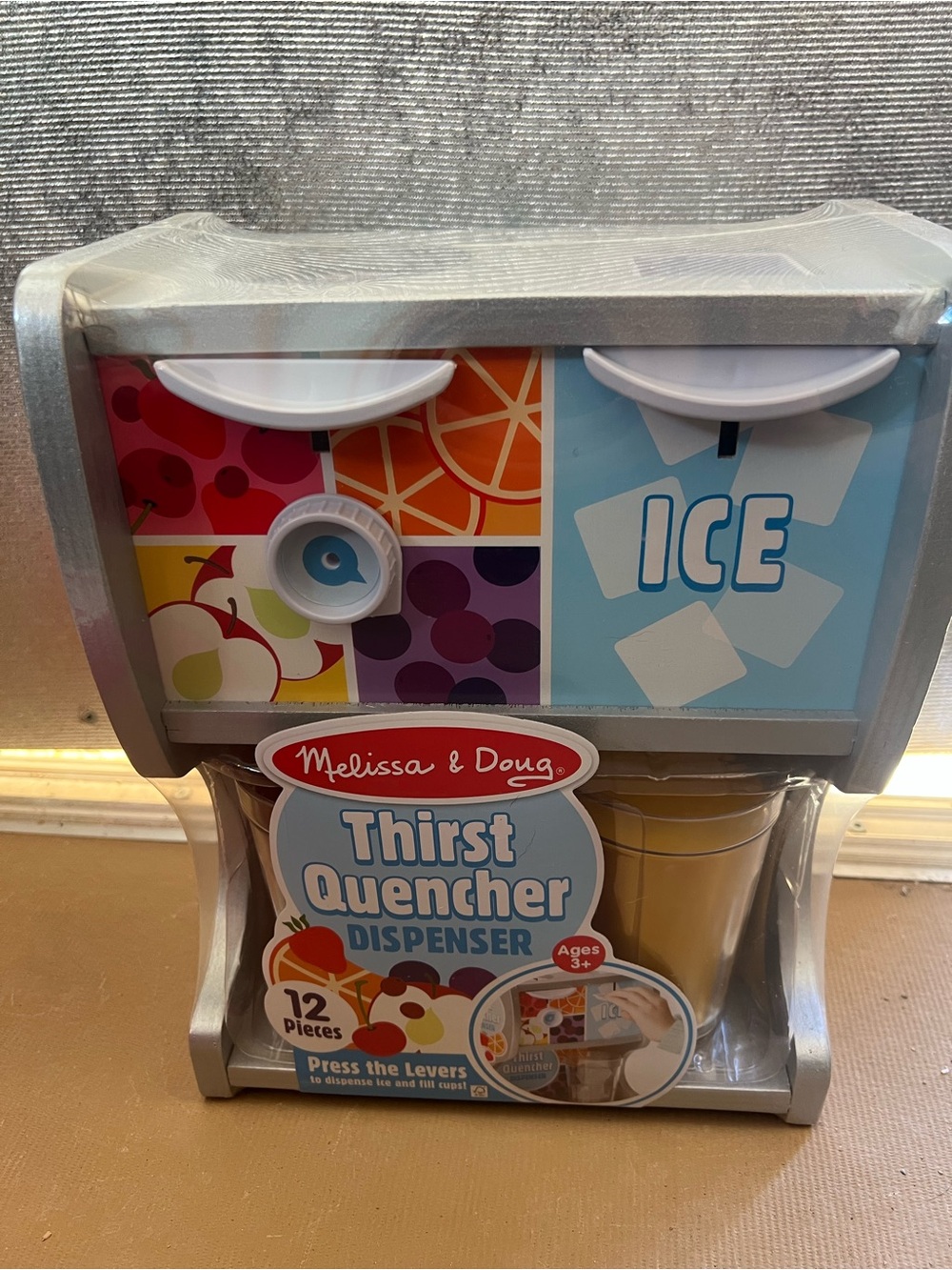 Melissa & Doug Play Beverage Dispenser with Blue, Silver NIB $35